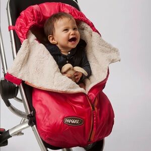 7am enfant papoose red zipper stroller muff